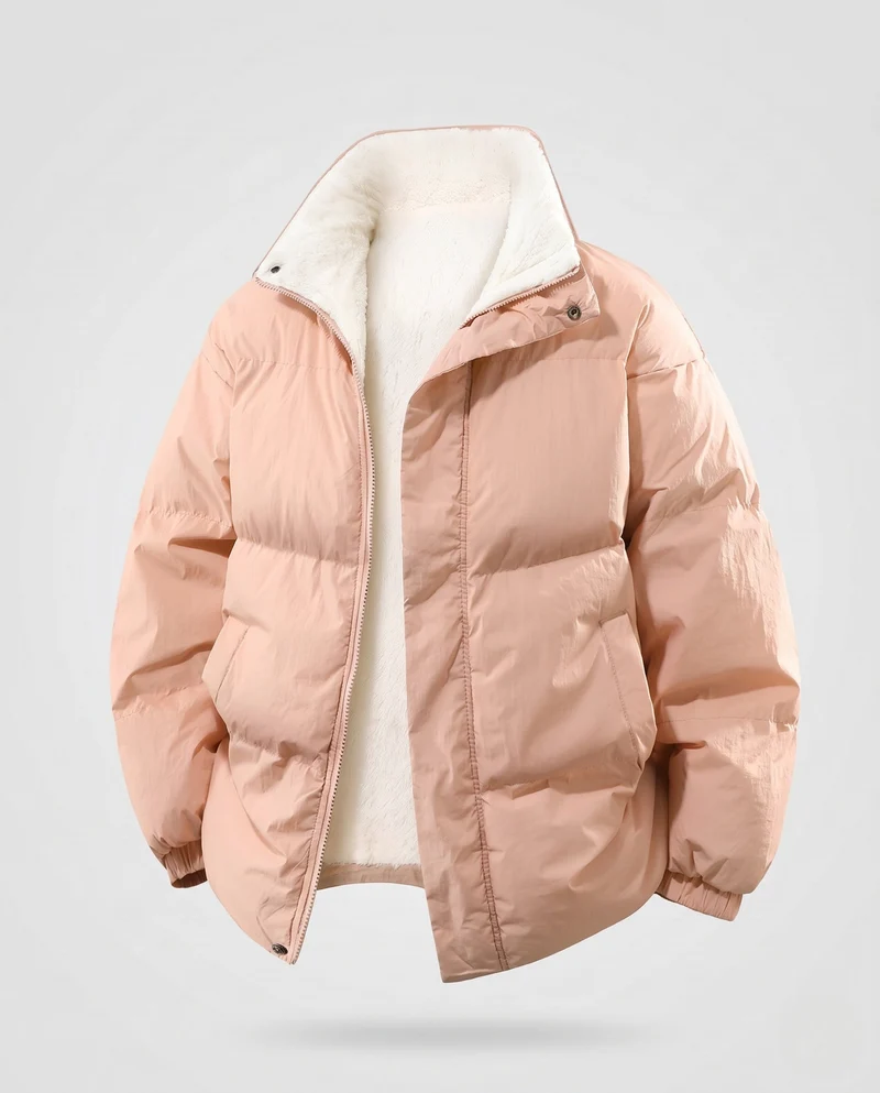 Herren Wärmeisolierende Steppjacke mit Teddyinnenfutter, hohem Kragen und verdecktem Reißverschluss Nord Taschen