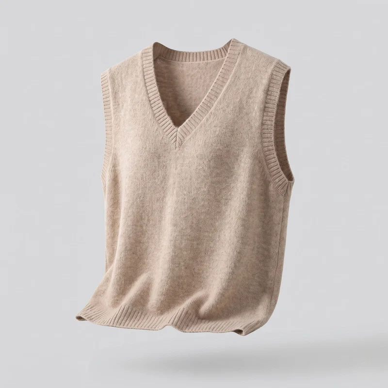 Damen Ärmellose leicht ausgestellte Feinstrickweste mit V‑Ausschnitt und kuscheliger Mohair‑Optik Nord Taschen