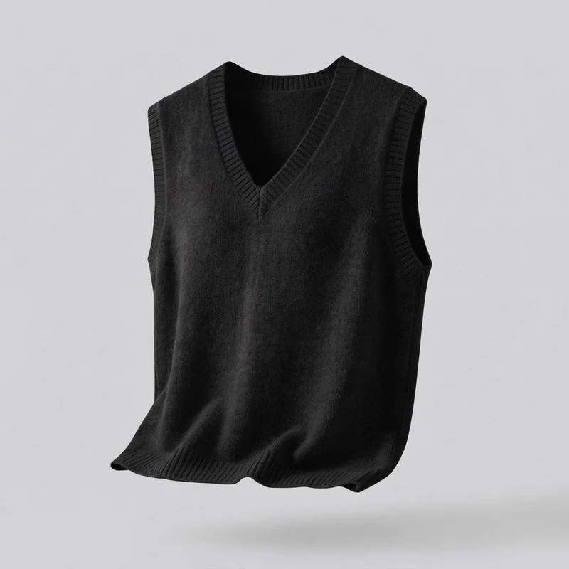 Damen Ärmellose leicht ausgestellte Feinstrickweste mit V‑Ausschnitt und kuscheliger Mohair‑Optik Nord Taschen