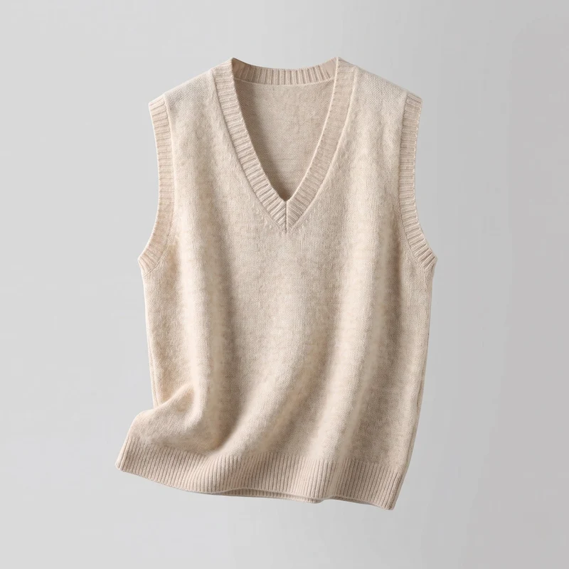 Damen Ärmellose leicht ausgestellte Feinstrickweste mit V‑Ausschnitt und kuscheliger Mohair‑Optik Nord Taschen