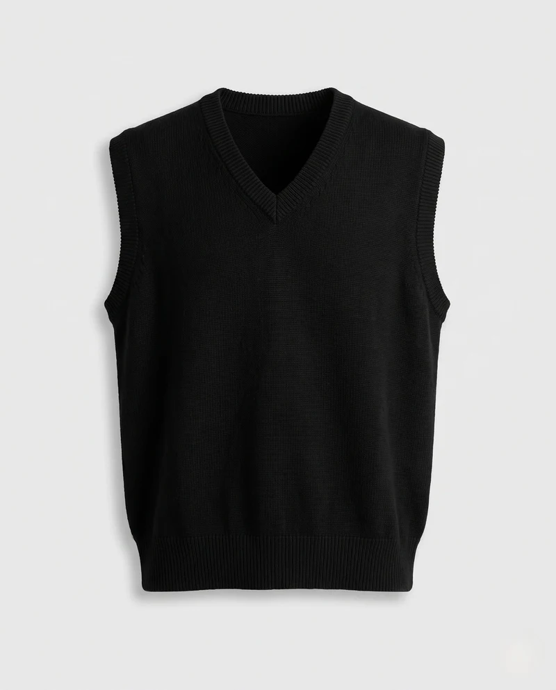 Damen Ärmellose Feinstrickweste mit V-Ausschnitt, feiner Rippenstruktur und kastiger Silhouette Nord Taschen