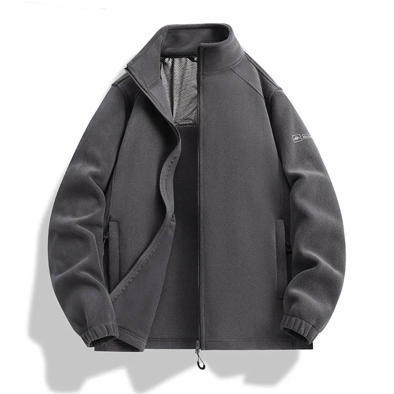 Herren Fleecejacke mit Stehkragen, Windabweisender Microfleece und Reißverschlusstaschen Nord Taschen
