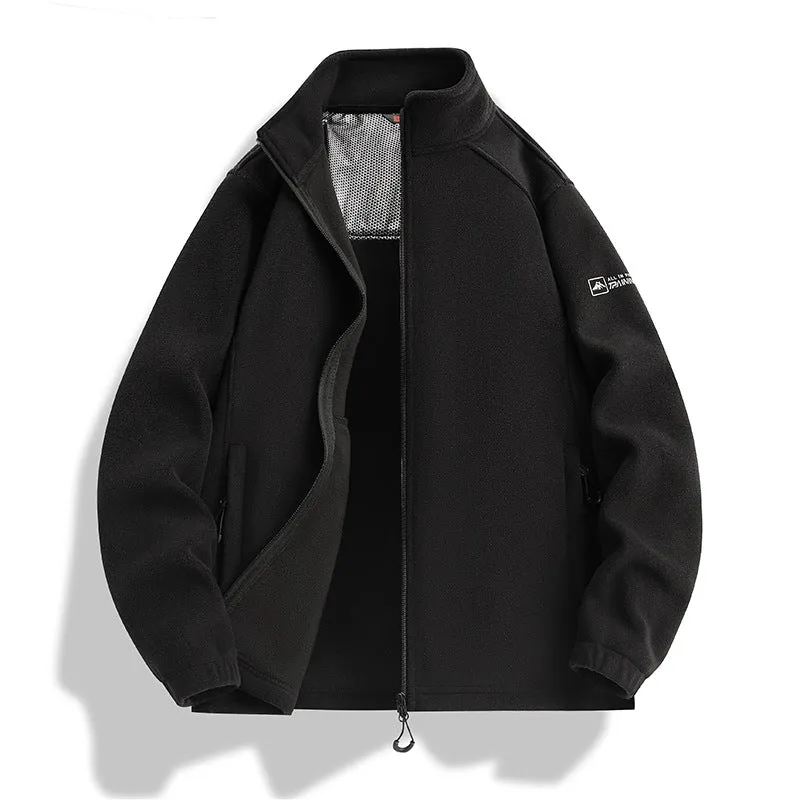 Herren Fleecejacke mit Stehkragen, Windabweisender Microfleece und Reißverschlusstaschen Nord Taschen