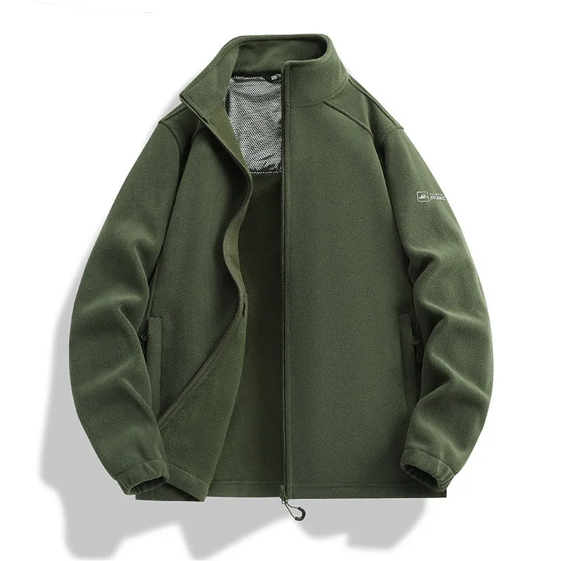 Herren Fleecejacke mit Stehkragen, Windabweisender Microfleece und Reißverschlusstaschen Nord Taschen