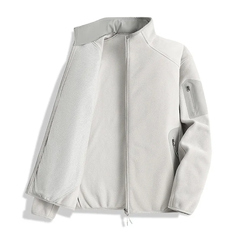 Herren Fleecejacke mit Stehkragen und Softshell-Einsätzen Nord Taschen