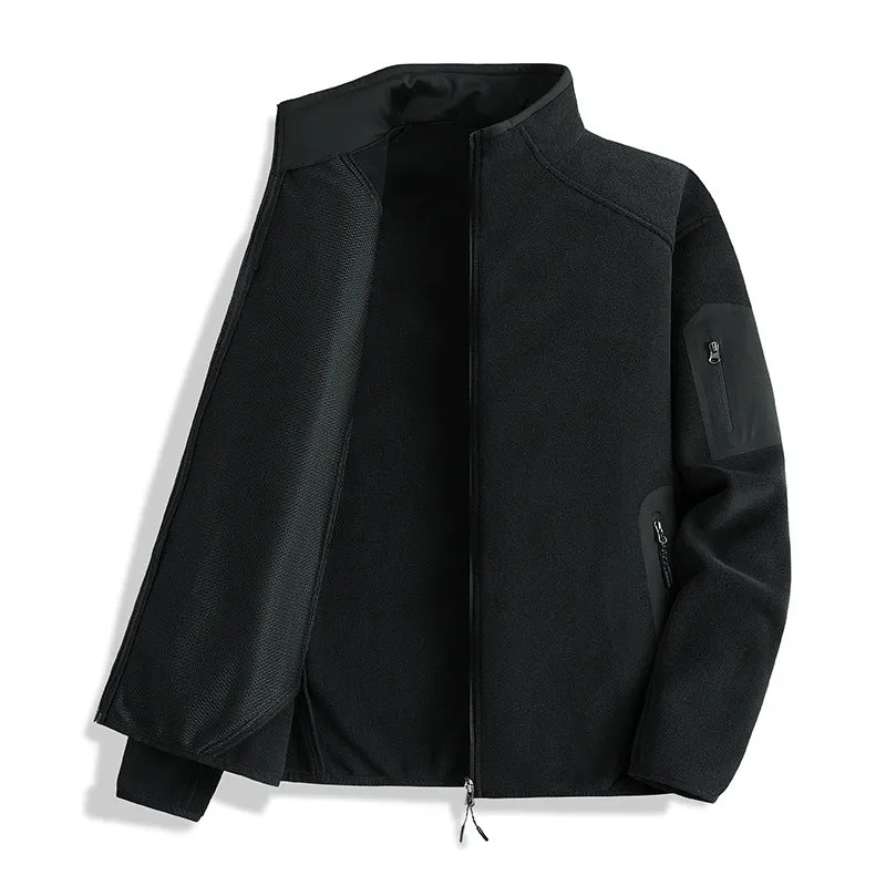 Herren Fleecejacke mit Stehkragen und Softshell-Einsätzen Nord Taschen