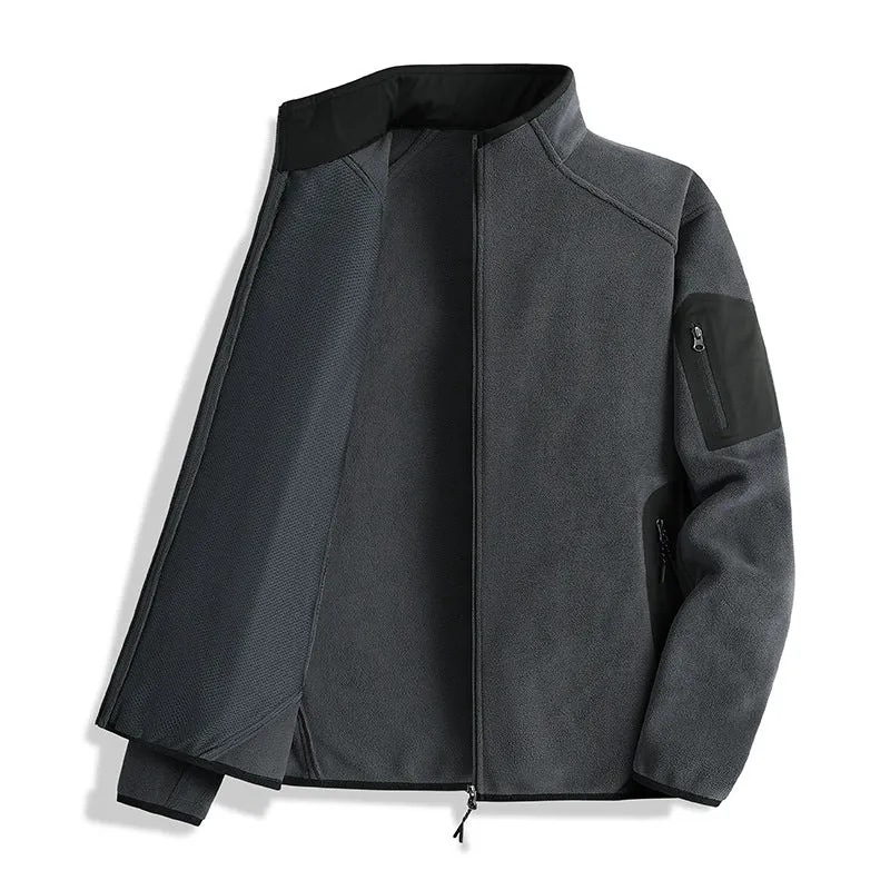 Herren Fleecejacke mit Stehkragen und Softshell-Einsätzen Nord Taschen