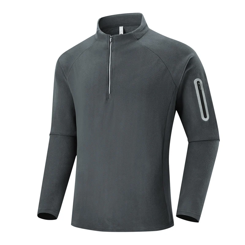 Herren Fleece-Halbzip-Trainingsshirt mit Stehkragen und Ärmel-Reißverschlusstasche Nord Taschen
