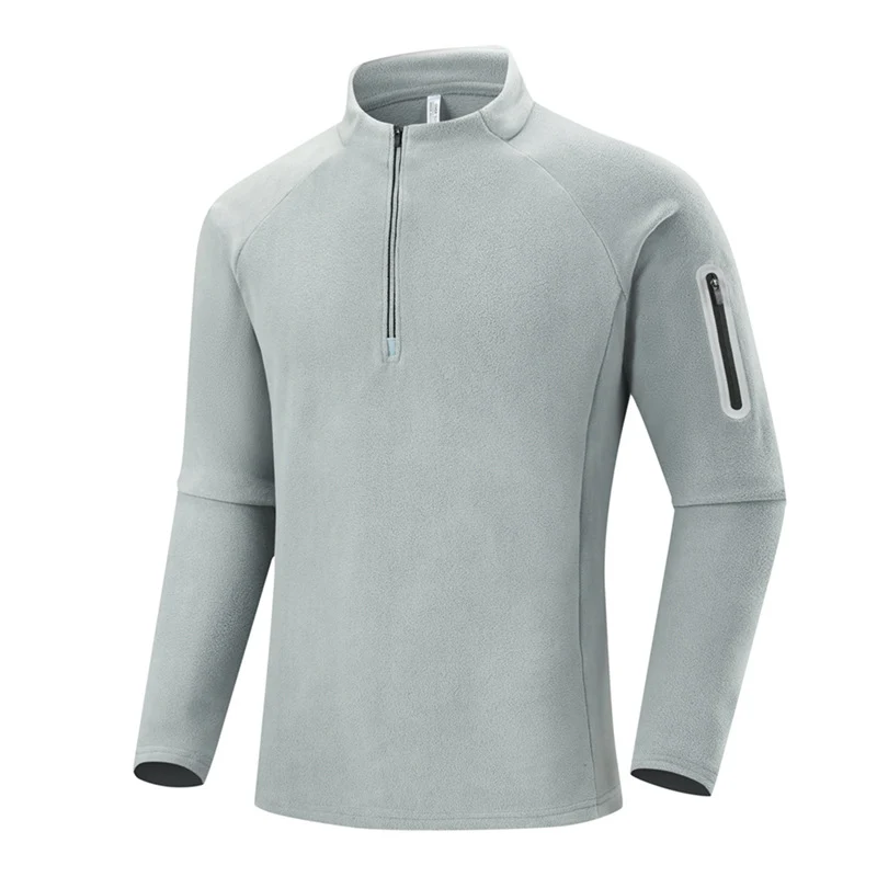 Herren Fleece-Halbzip-Trainingsshirt mit Stehkragen und Ärmel-Reißverschlusstasche Nord Taschen