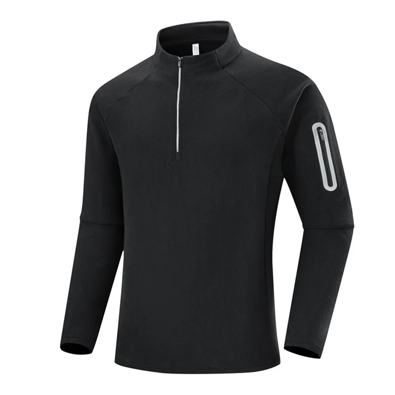 Herren Fleece-Halbzip-Trainingsshirt mit Stehkragen und Ärmel-Reißverschlusstasche Nord Taschen