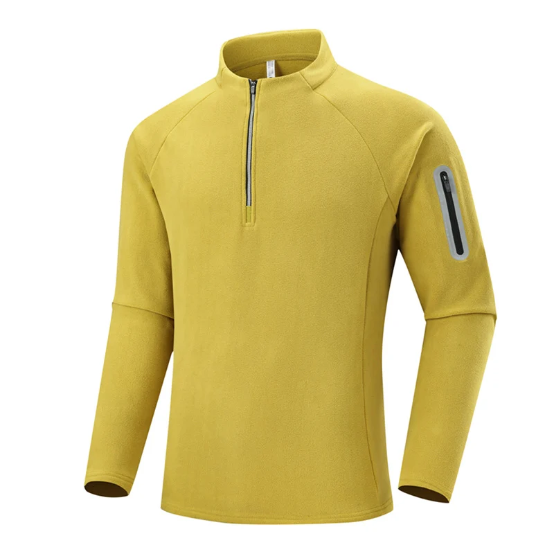 Herren Fleece-Halbzip-Trainingsshirt mit Stehkragen und Ärmel-Reißverschlusstasche Nord Taschen