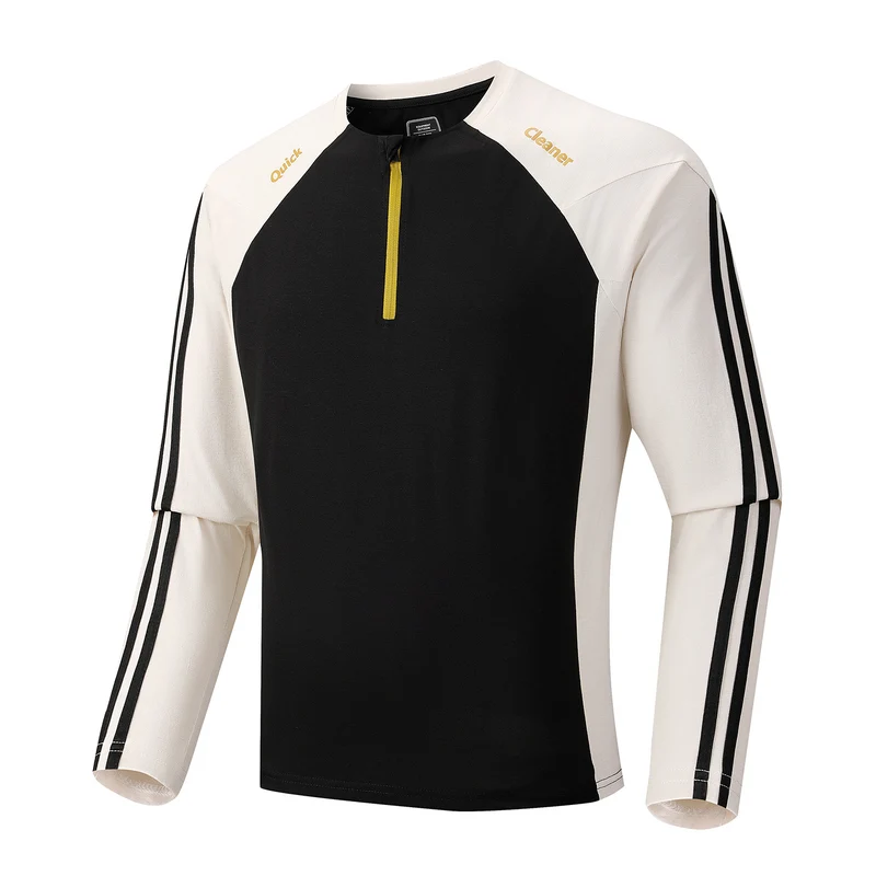 Herren Atmungsaktives Langarm-Trainingsshirt mit kurzem Reißverschluss und Raglanärmeln Nord Taschen
