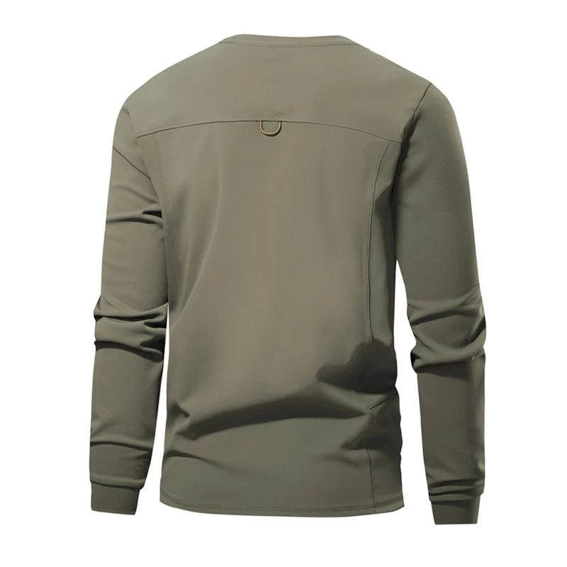 Herren Atmungsaktives Langarm-Technikshirt mit Rundhals und seitlicher Utility-Tasche Nord Taschen