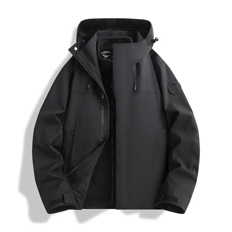 Herren Atmungsaktive, Wasserdichte Softshell-Jacke mit Fleecefutter und Kapuze Nord Taschen