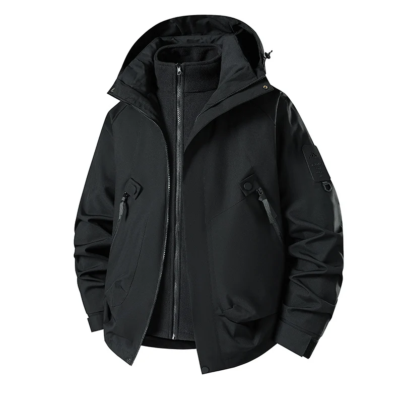 Herren 3‑in‑1 Softshell-Parka mit abnehmbarer Fleece-Innenjacke und technischer Kapuze Nord Taschen