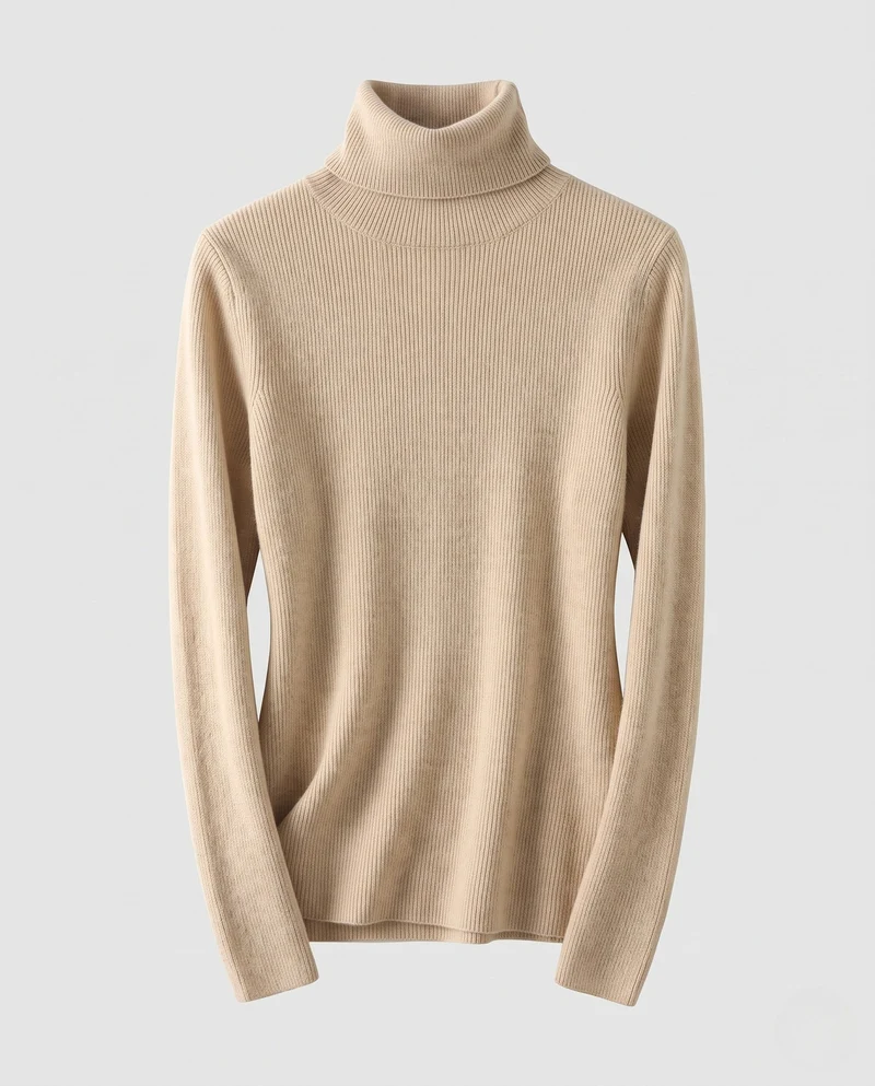 Damen Feiner Rollkragenpullover mit kaschmirähnlicher Weichheit und schmaler Rippenstruktur Nord Taschen