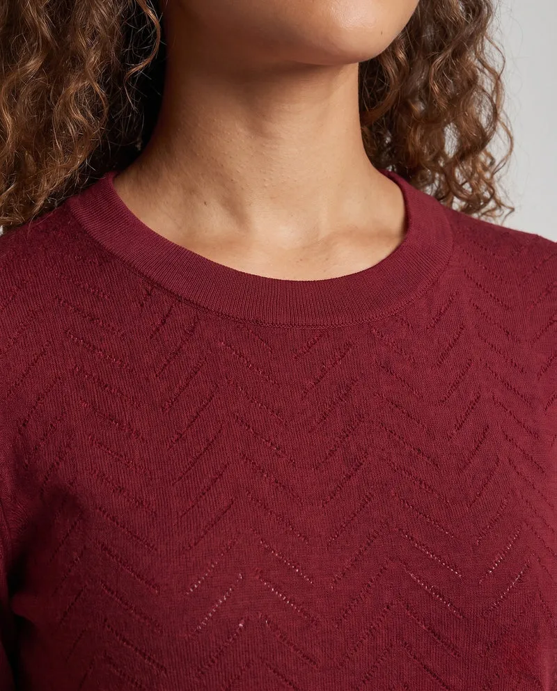 Damen Feiner Rundhals-Feinstrickpullover mit leicht überschnittener Schulter und fließender Silhouette Nord Taschen