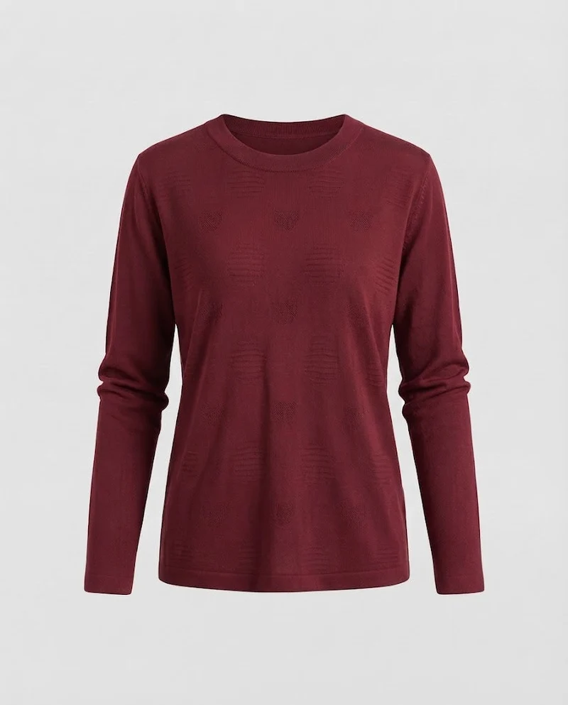 Damen Feiner Rundhals-Feinstrickpullover mit leicht überschnittener Schulter und fließender Silhouette Nord Taschen