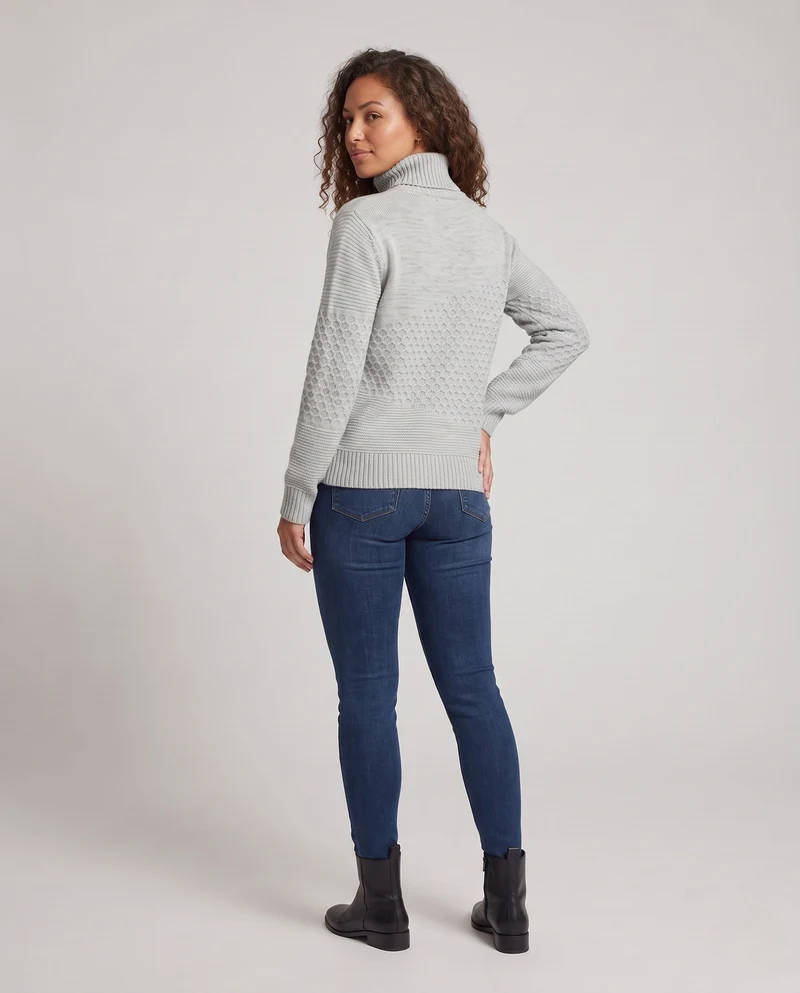 Damen Feiner Rollkragenpullover im Mohair‑Look mit Wabenstruktur Nord Taschen
