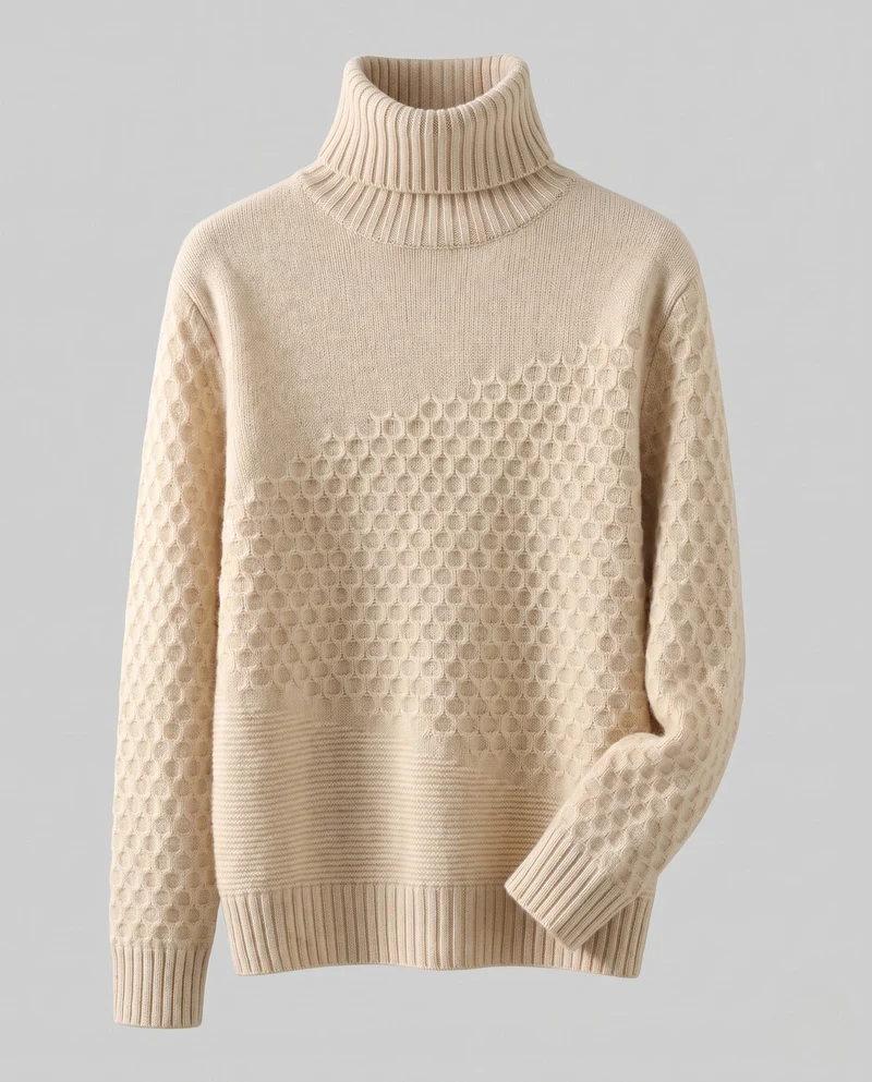 Damen Feiner Rollkragenpullover im Mohair‑Look mit Wabenstruktur Nord Taschen