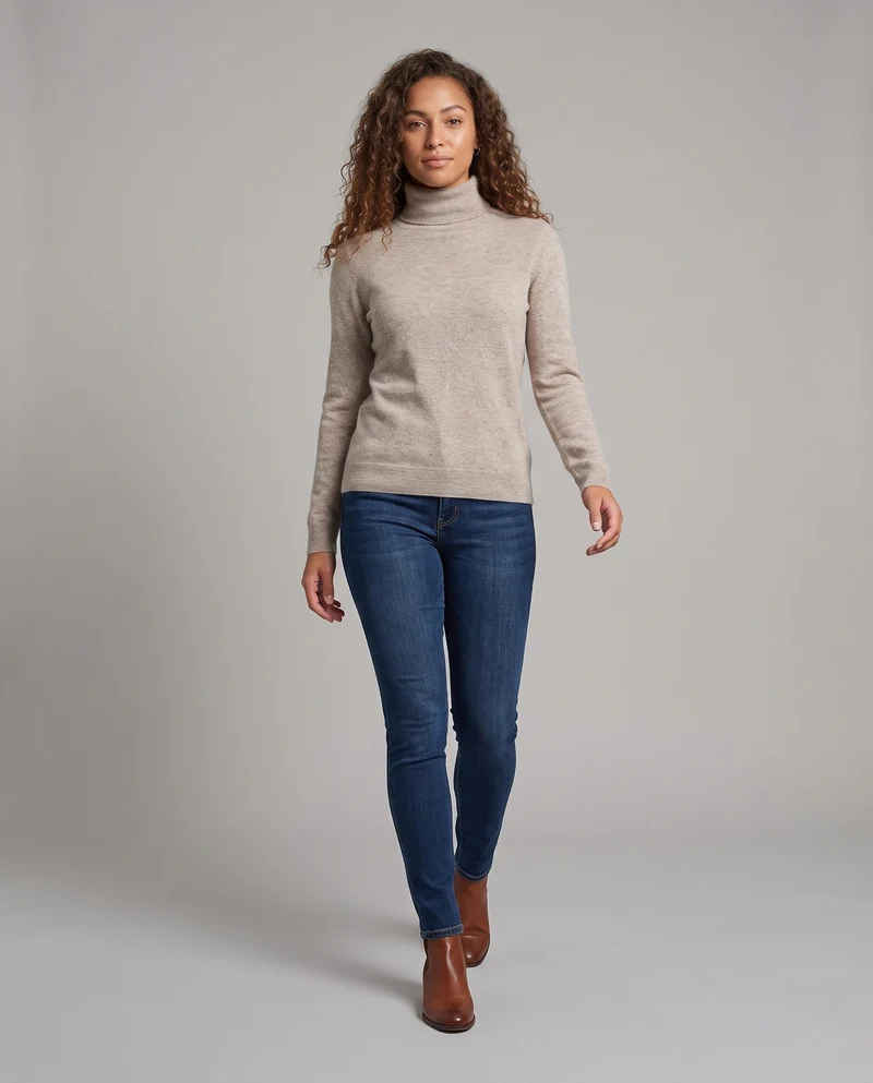 Damen Feiner Rollkragenpullover aus Kaschmir‑Look mit leichtem Stretch und minimalistischer Silhouette Nord Taschen