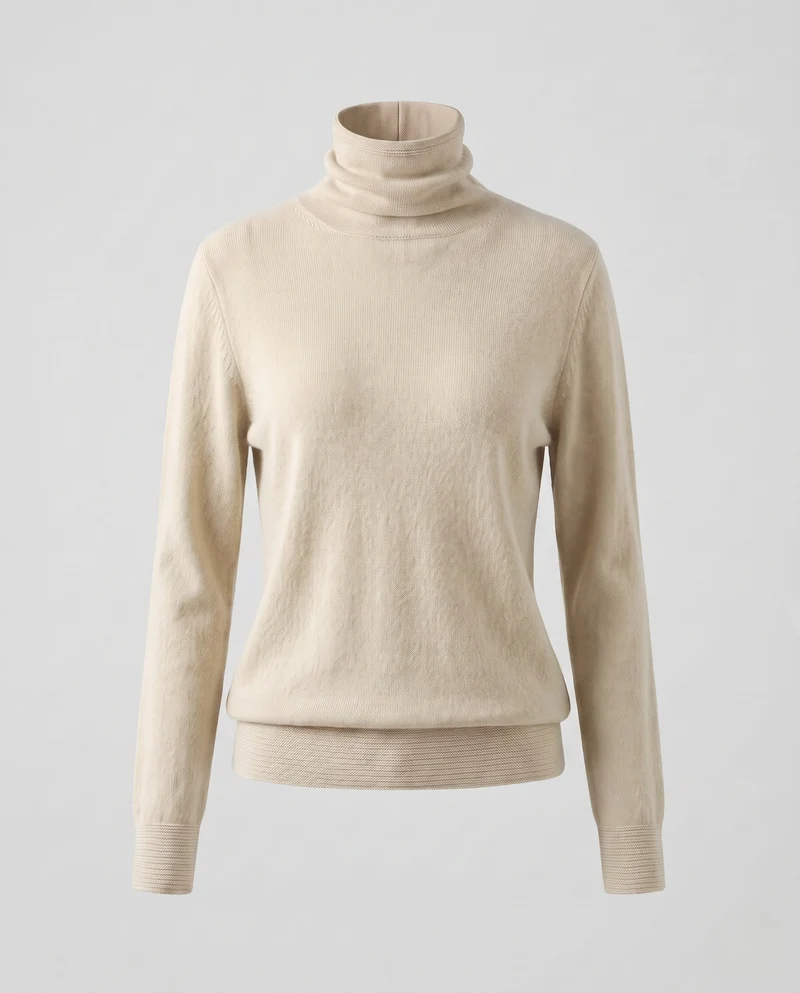Damen Feiner Rollkragenpullover aus Kaschmir‑Look mit leichtem Stretch und minimalistischer Silhouette Nord Taschen