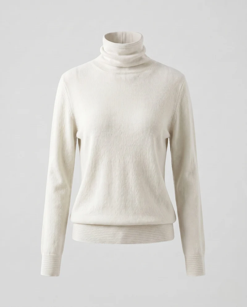 Damen Feiner Rollkragenpullover aus Kaschmir‑Look mit leichtem Stretch und minimalistischer Silhouette Nord Taschen