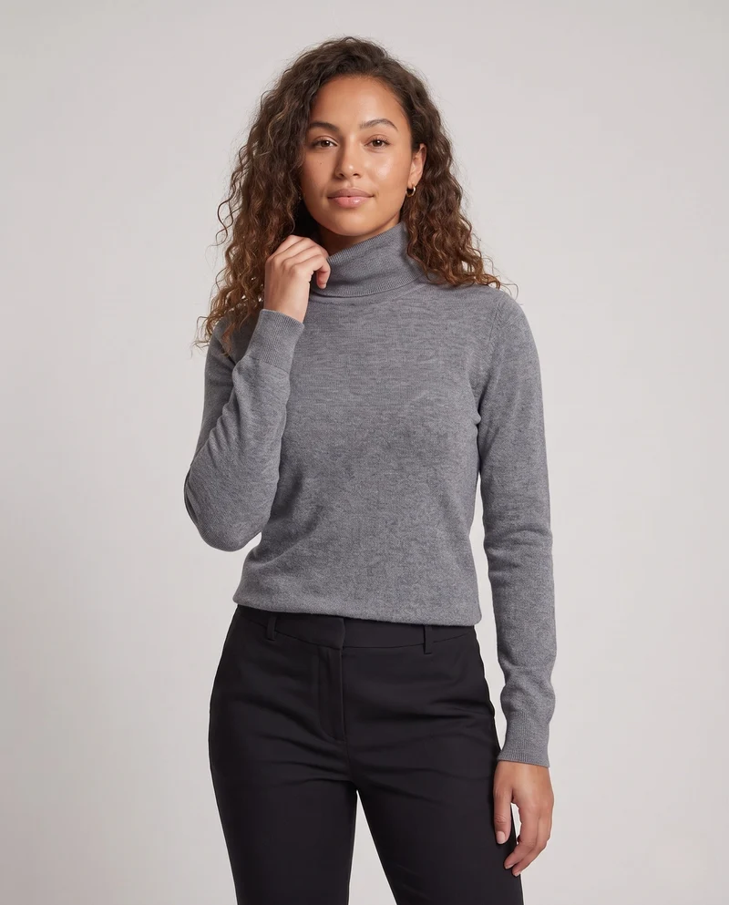 Damen Feiner Rollkragenpullover aus Kaschmir-Mix mit schlanker Silhouette Nord Taschen
