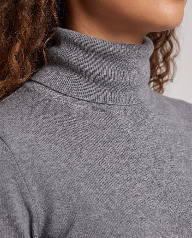 Damen Feiner Rollkragenpullover aus Kaschmir-Mix mit schlanker Silhouette Nord Taschen