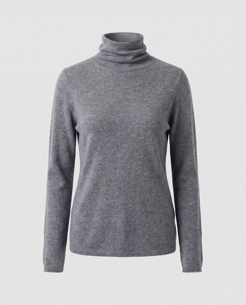 Damen Feiner Rollkragenpullover aus Kaschmir-Mix mit schlanker Silhouette Nord Taschen