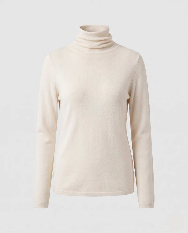 Damen Feiner Rollkragenpullover aus Kaschmir-Mix mit schlanker Silhouette Nord Taschen