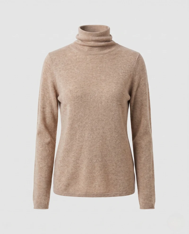 Damen Feiner Rollkragenpullover aus Kaschmir-Mix mit schlanker Silhouette Nord Taschen