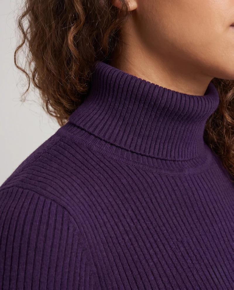 Damen Feiner Rippstrick Rollkragenpullover aus Stretch-MischgewNord Taschene Nord Taschen