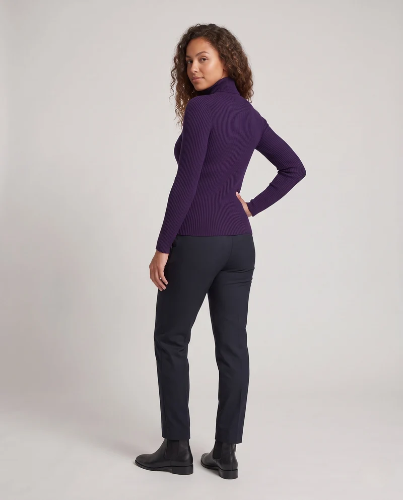 Damen Feiner Rippstrick Rollkragenpullover aus Stretch-MischgewNord Taschene Nord Taschen