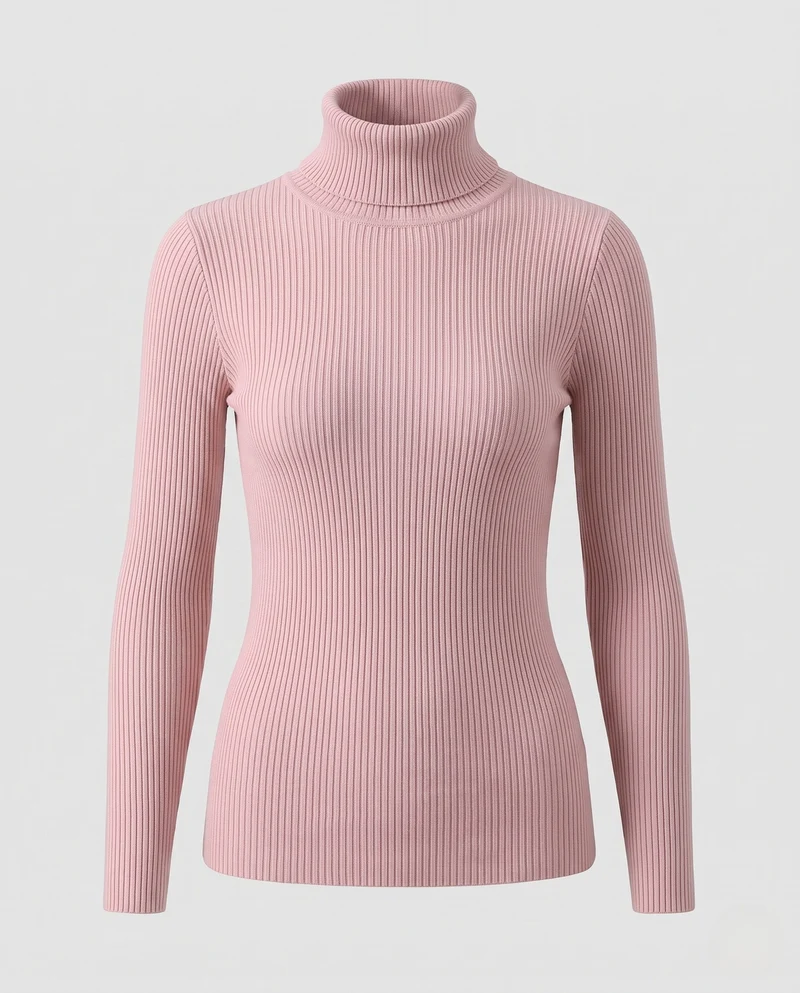 Damen Feiner Rippstrick Rollkragenpullover aus Stretch-MischgewNord Taschene Nord Taschen