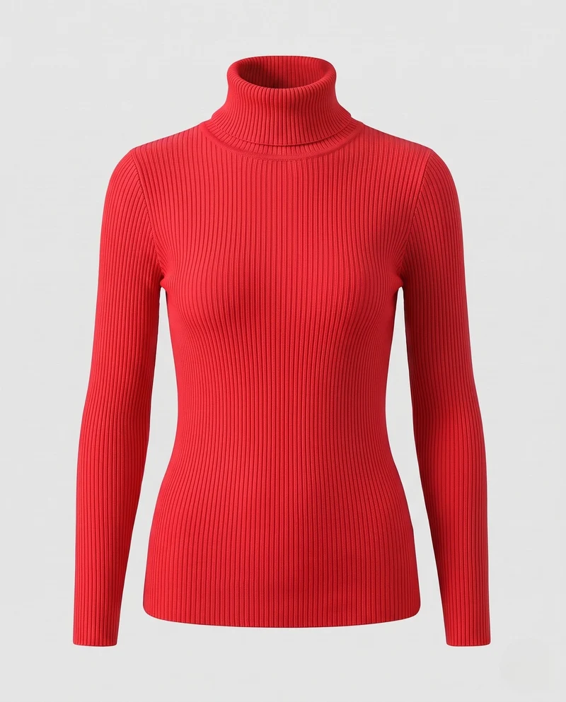 Damen Feiner Rippstrick Rollkragenpullover aus Stretch-MischgewNord Taschene Nord Taschen