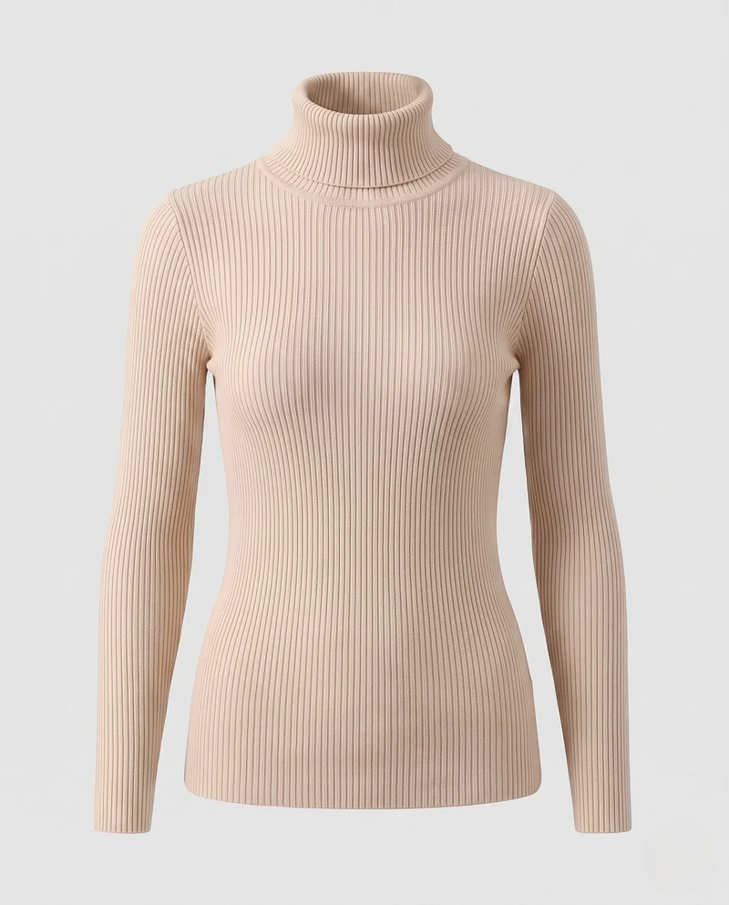 Damen Feiner Rippstrick Rollkragenpullover aus Stretch-MischgewNord Taschene Nord Taschen