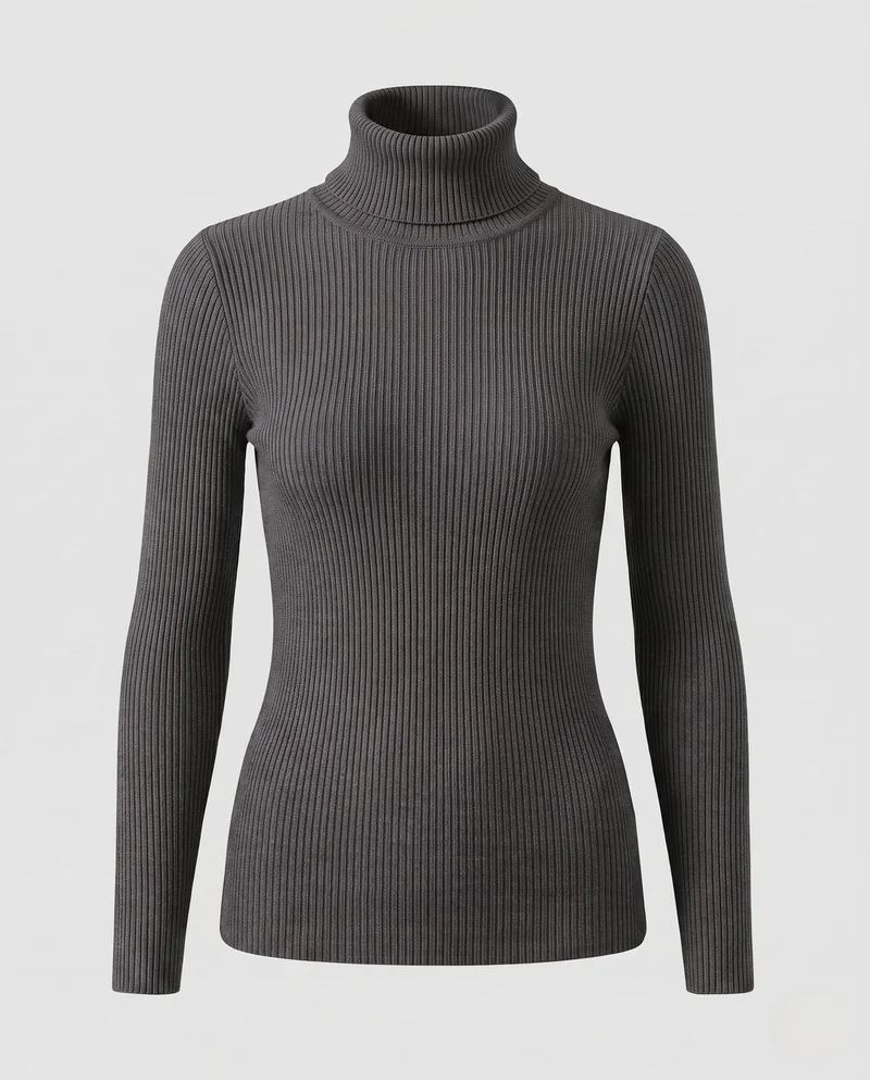 Damen Feiner Rippstrick Rollkragenpullover aus Stretch-MischgewNord Taschene Nord Taschen