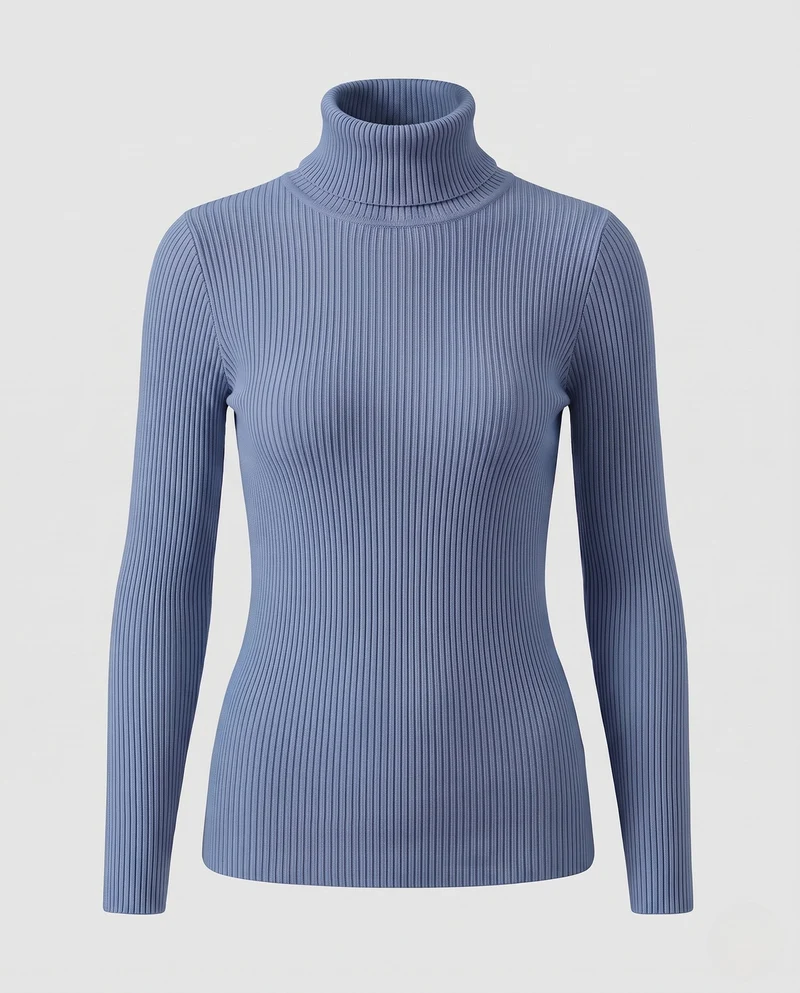 Damen Feiner Rippstrick Rollkragenpullover aus Stretch-MischgewNord Taschene Nord Taschen