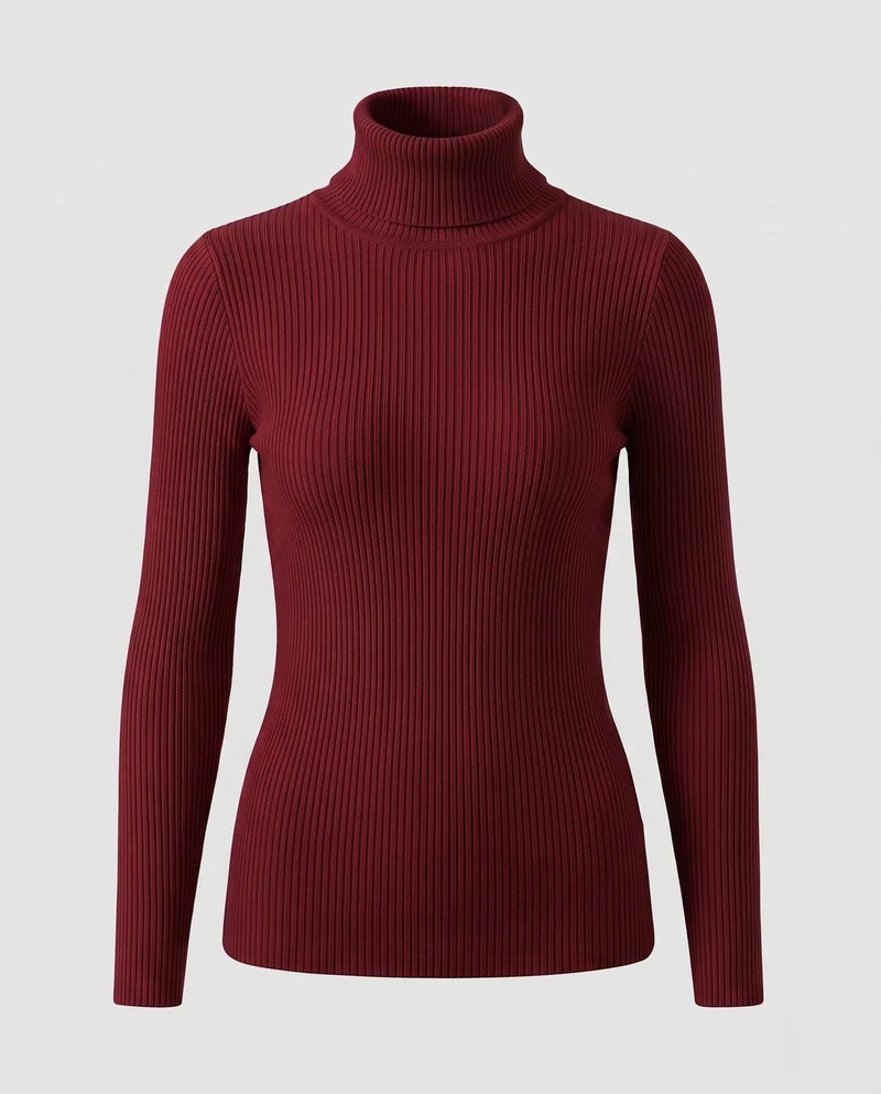 Damen Feiner Rippstrick Rollkragenpullover aus Stretch-MischgewNord Taschene Nord Taschen