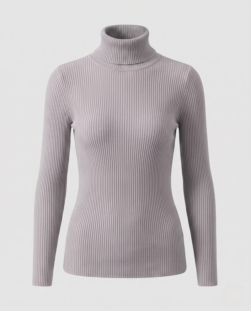 Damen Feiner Rippstrick Rollkragenpullover aus Stretch-MischgewNord Taschene Nord Taschen