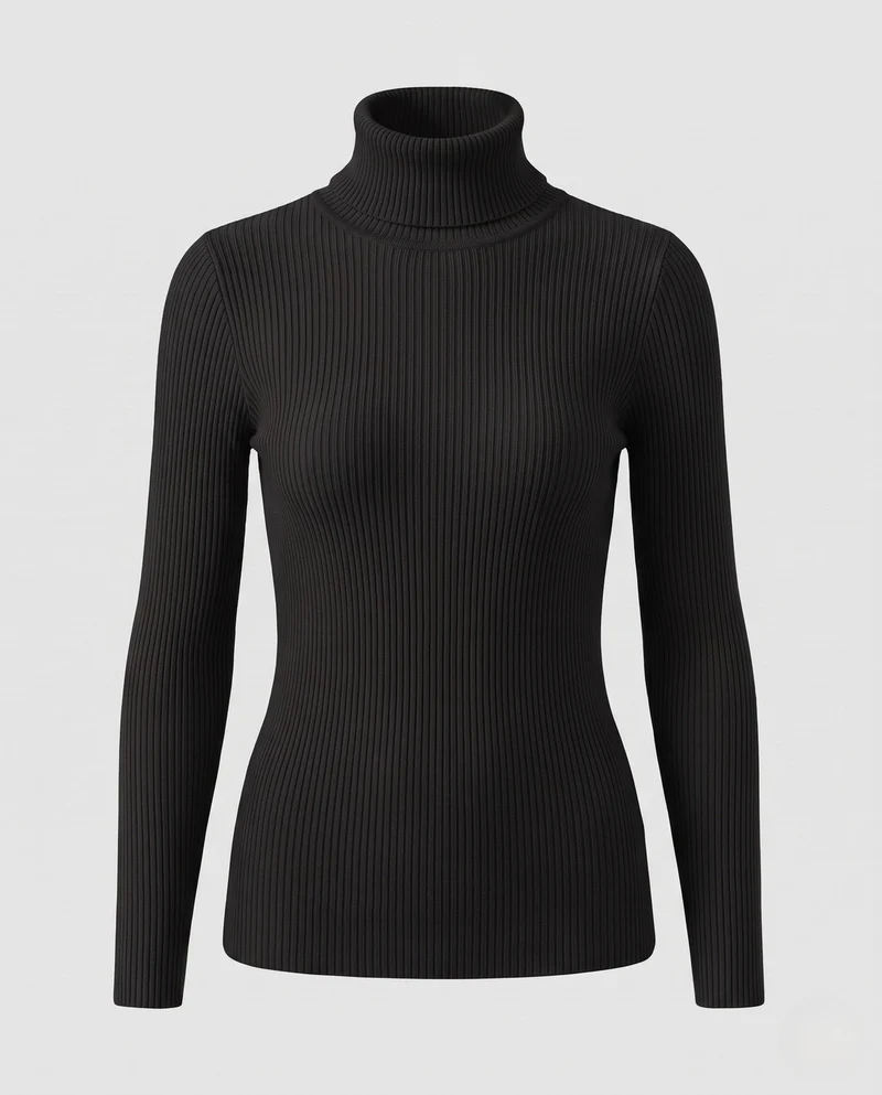 Damen Feiner Rippstrick Rollkragenpullover aus Stretch-MischgewNord Taschene Nord Taschen