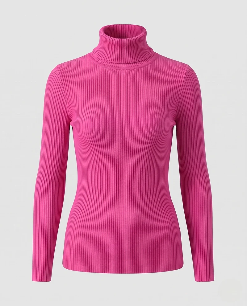 Damen Feiner Rippstrick Rollkragenpullover aus Stretch-MischgewNord Taschene Nord Taschen