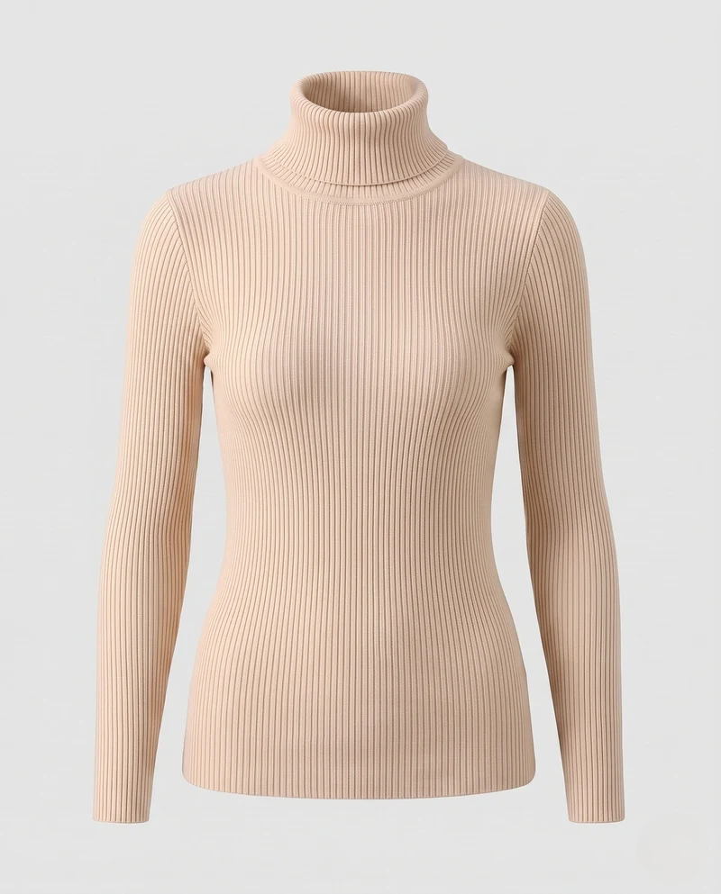 Damen Feiner Rippstrick Rollkragenpullover aus Stretch-MischgewNord Taschene Nord Taschen