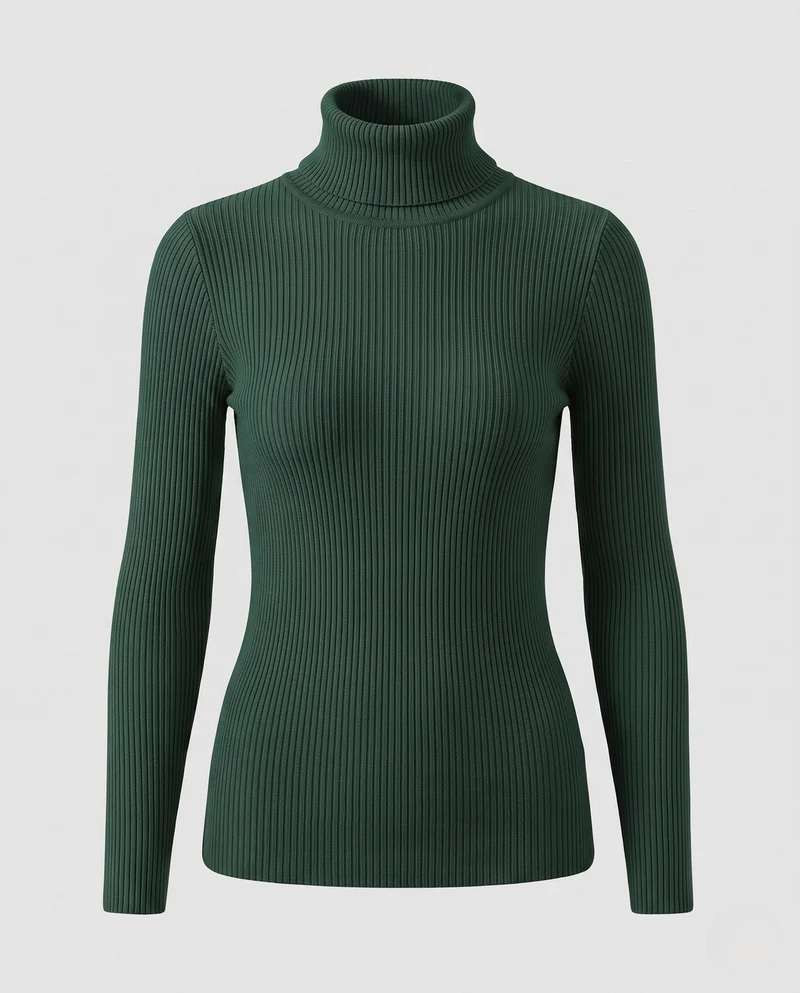 Damen Feiner Rippstrick Rollkragenpullover aus Stretch-MischgewNord Taschene Nord Taschen
