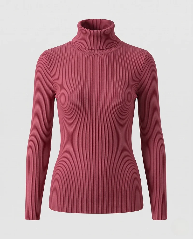 Damen Feiner Rippstrick Rollkragenpullover aus Stretch-MischgewNord Taschene Nord Taschen