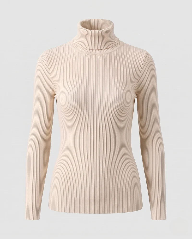 Damen Feiner Rippstrick Rollkragenpullover aus Stretch-MischgewNord Taschene Nord Taschen
