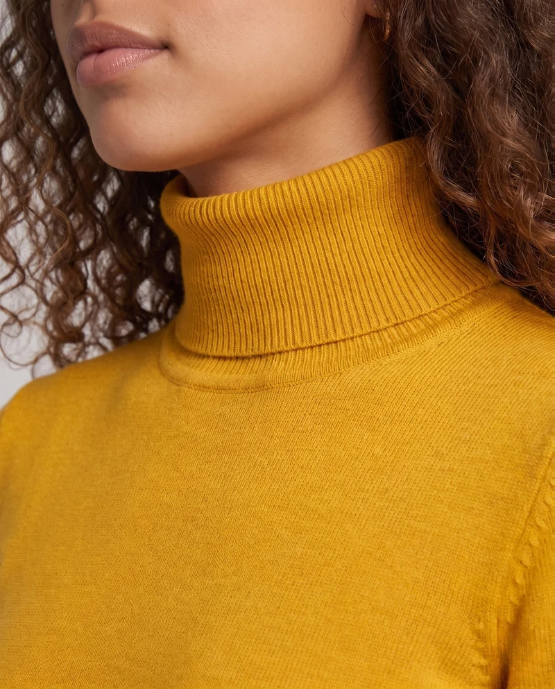 Damen Feiner Rollkragen-Strickpullover aus leichtem Merino-Mix