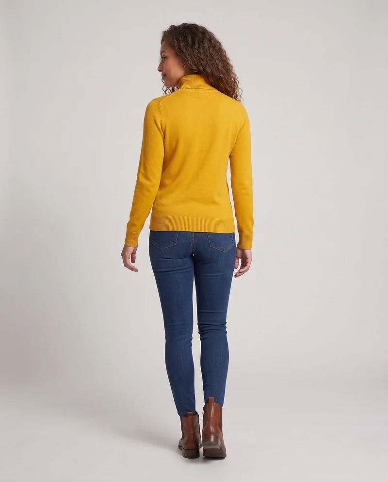 Damen Feiner Rollkragen-Strickpullover aus leichtem Merino-Mix