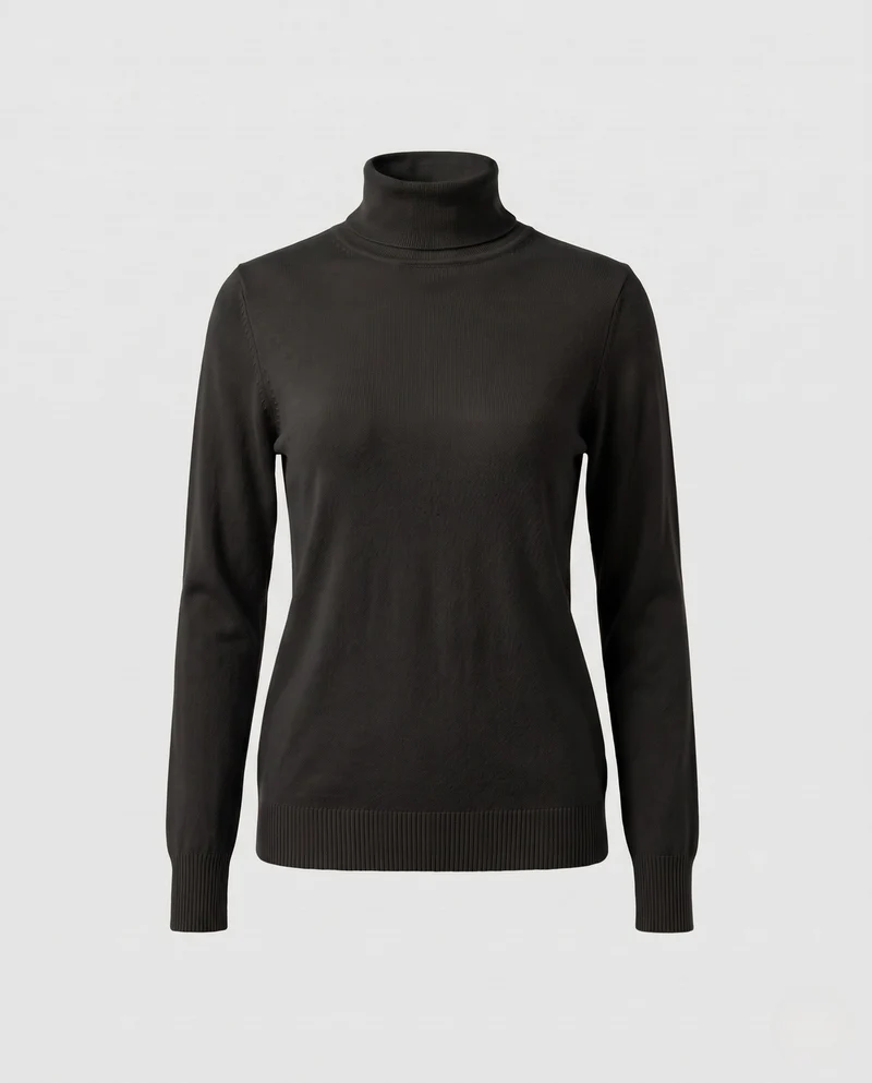 Damen Feiner Rollkragen-Strickpullover aus leichtem Merino-Mix